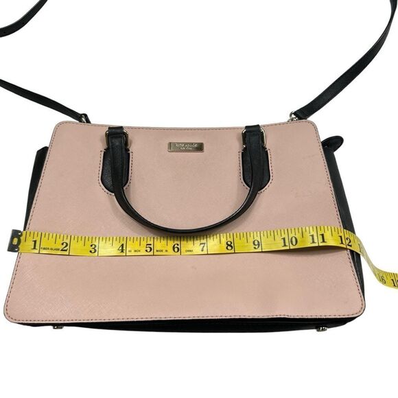 Kate Spade Laurel Way Reese Saffiano Leather Blush Pink Black Crossbody - Picture 12 of 16